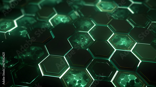 green abstract background with hexagons