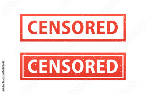 Grunge rubber stamp with word censored inside. Censor control security sign sticker set. Grunge vintage square labe. Vector illustration
