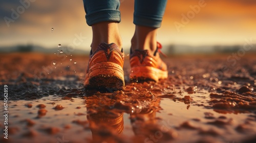 Close-up of an athlete wearing jogging shoes