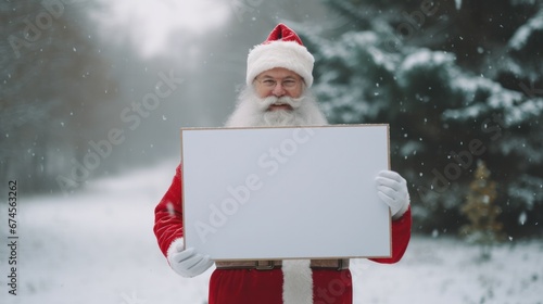 Santa Claus holding a blank sign © Generative Professor
