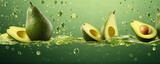 Fresh avocado on the green background. generative ai