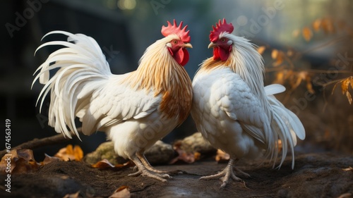Two chickens on farm © senadesign