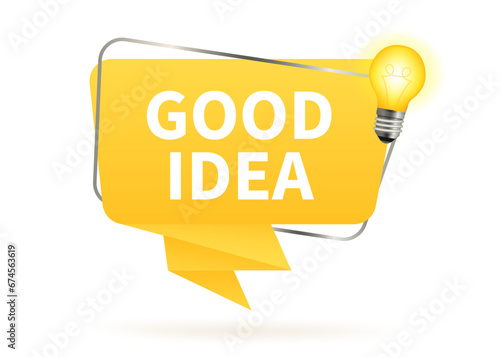 Good idea, Quick tips icon with light bulb and speech bubble. Top tips, helpful tricks, tooltip, advice and idea for business and advertising. Vector illustration