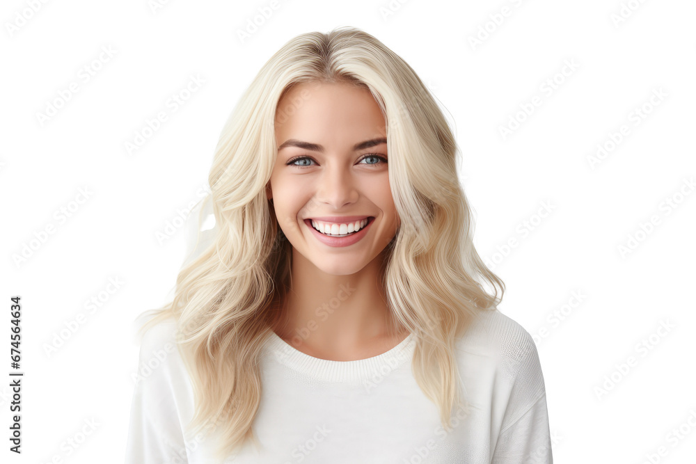 Studio portrait of a beautiful Nordic woman with clean healthy skin isolated on transparent png background. Studio portrait of a beautiful Nordic woman with clean healthy skin isolated on transparent png background.