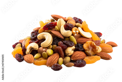 Assorted Nuts and Dried Fruits on transparent background