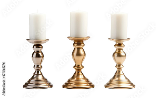 Amazing Collection of Candles on a Golden Holders Isolated on Transparent Background PNG.