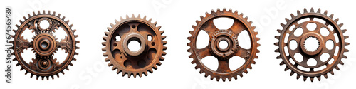 Rusty old cog wheel Hyperrealistic Highly Detailed Isolated On Transparent Background Png File