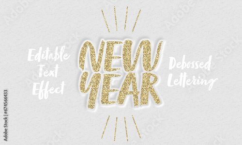 gold glitter embossed text effect