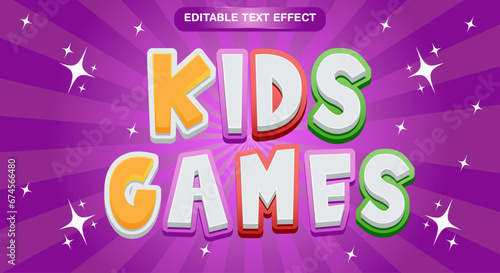 Kids games text effect editable cartoon and comic text style