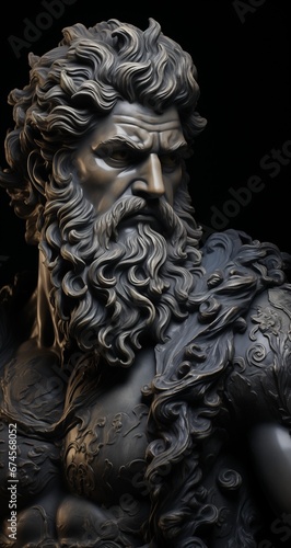 Sculpture of an ancient god. Statue, Roman art, plaster, God, deity, majestic, history, modeling, strength, man with beard, GYM, calcium, frown, severity, postcard, wallpaper, muscles, power