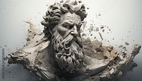Sculpture of an ancient god. Statue, Roman art, plaster, God, deity, majestic, history, modeling, strength, man with beard, GYM, calcium, frown, severity, postcard, wallpaper, muscles, power