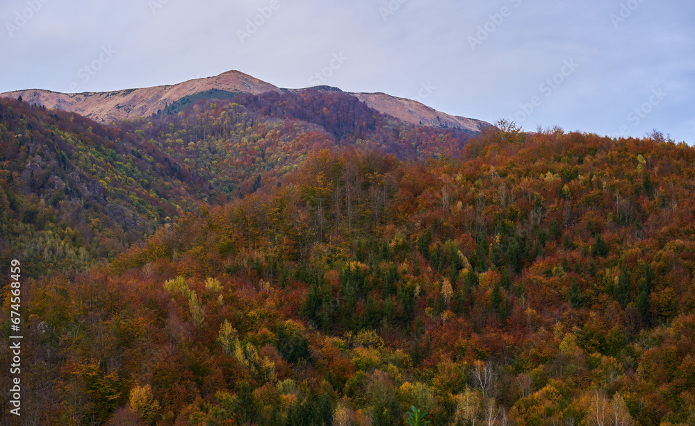 Autumnal landscape of mountains and forests Autumnal landscape of mountains and forests