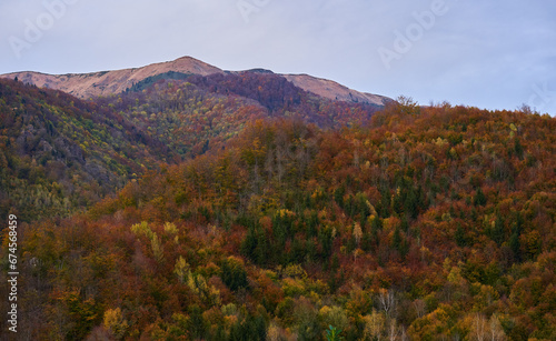 Autumnal landscape of mountains and forests