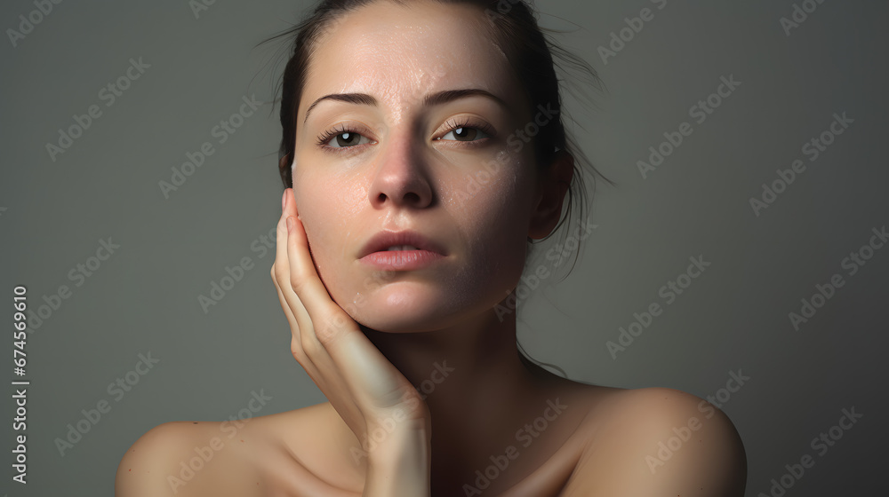 Serious Young Woman Contemplative Beauty Portrait Serious Young Woman Contemplative Beauty Portrait