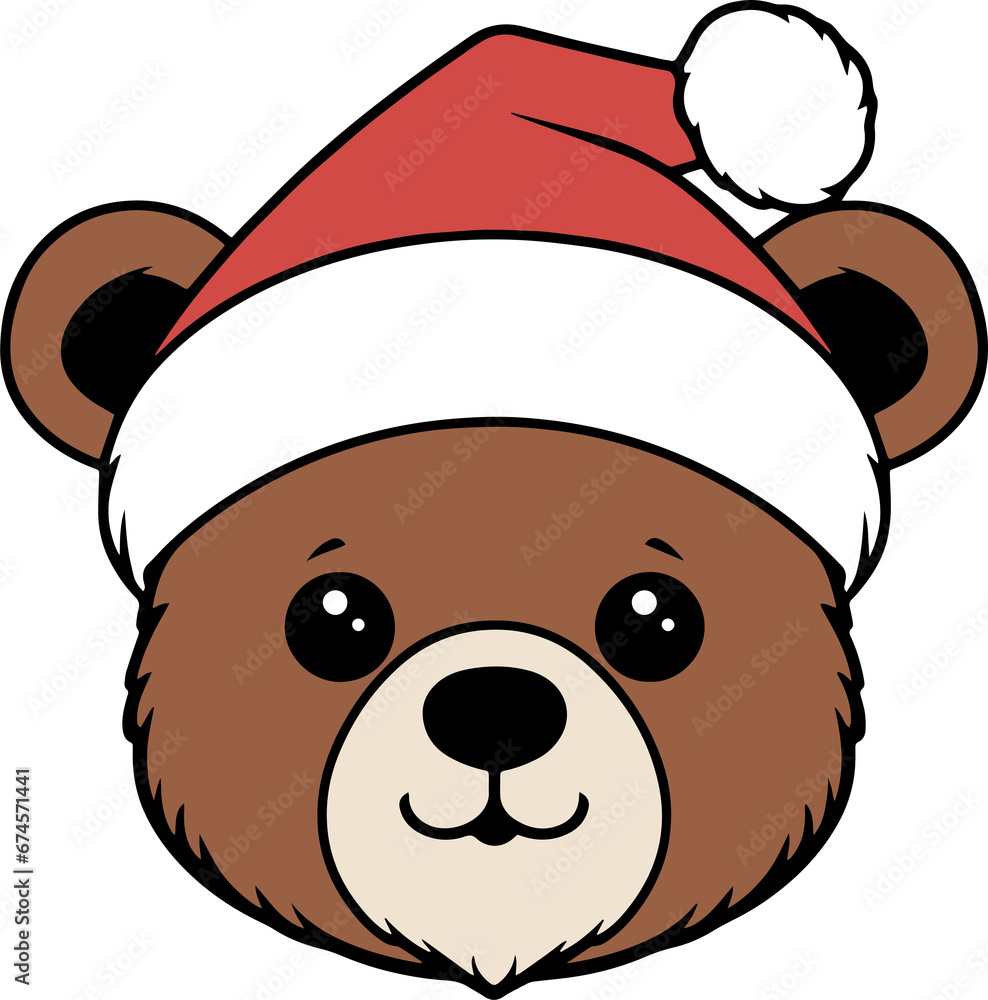 Bear head in Santa hat, Bear head, Cute Christmas bear Christmas bear head Clipart Bear head in Santa hat, Bear head, Cute Christmas bear Christmas bear head Clipart
