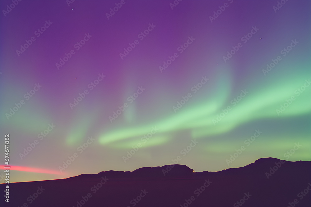 The night sky where the aurora shines. Generative AI The night sky where the aurora shines. Generative AI