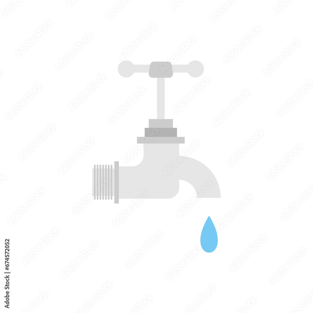Dripping water tap flat design vector illustration. Vector dark grey icon isolated on white background. Save water earth resources ecological concept for environmental. Dripping water tap flat design vector illustration. Vector dark grey icon isolated on white background. Save water earth resources ecological concept for environmental.