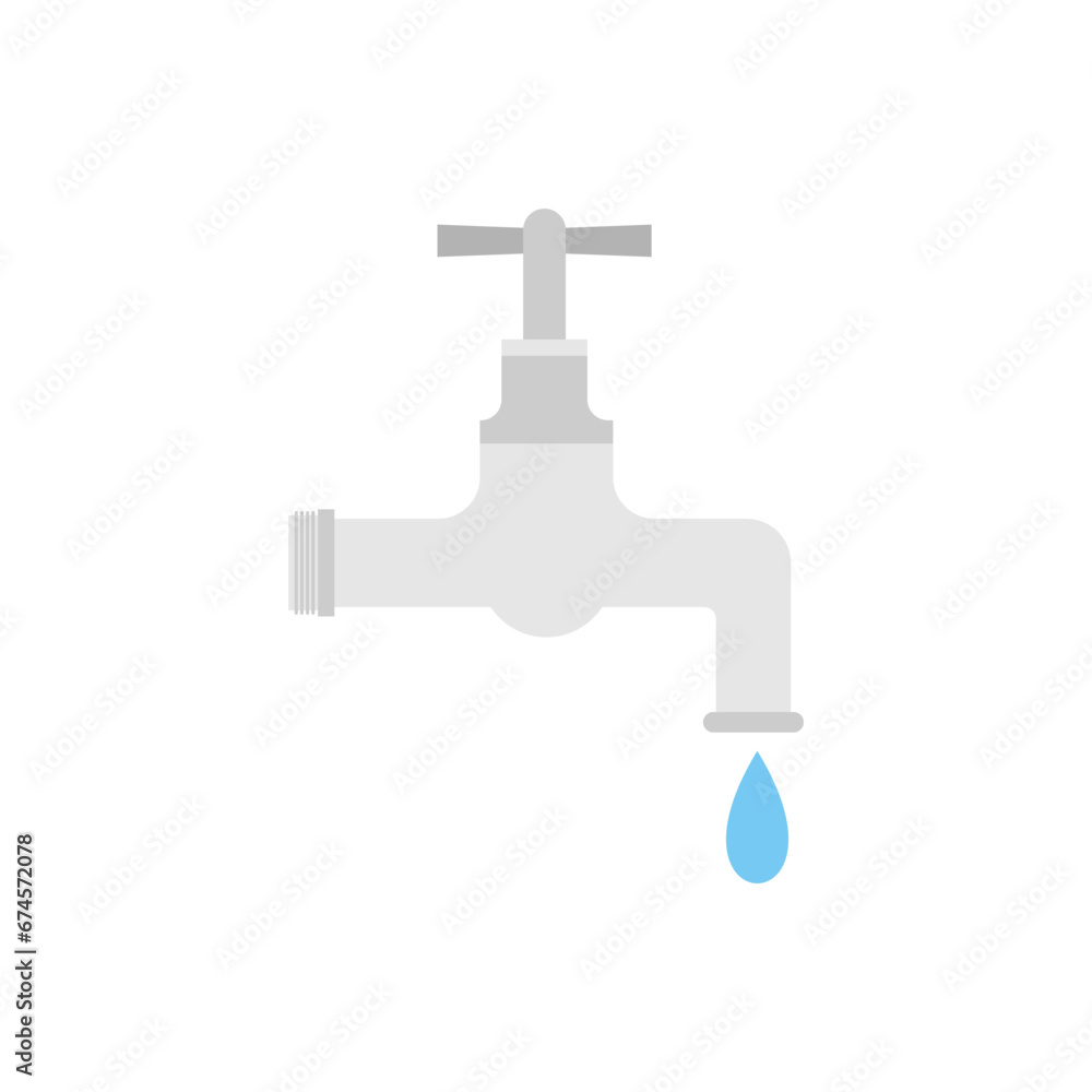 Dripping water tap flat design vector illustration. Vector dark grey icon isolated on white background. Save water earth resources ecological concept for environmental. Dripping water tap flat design vector illustration. Vector dark grey icon isolated on white background. Save water earth resources ecological concept for environmental.