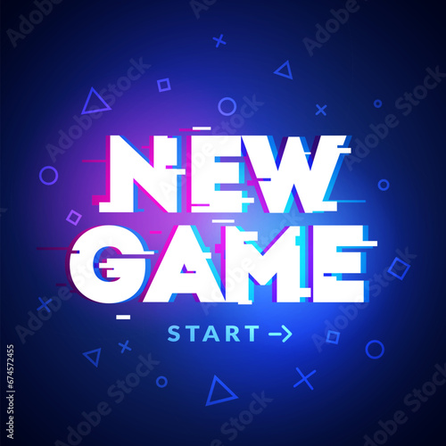 Gaming Start Screen In Futuristic Glitch Style