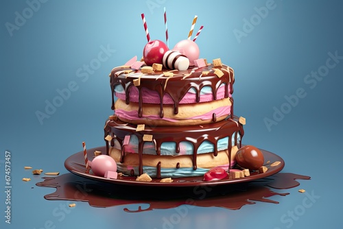 Tort urodzinowy w polewie czekoladaowej. 