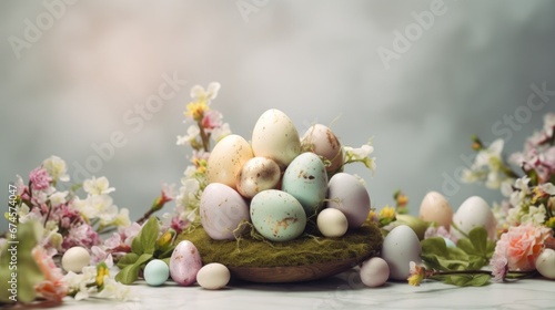 Festive Easter Arrangement: Willow and Hand-Painted Eggs.