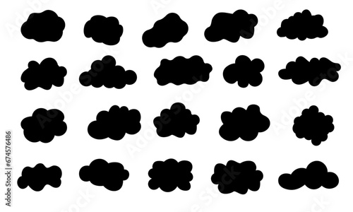 Set de formes abstraites vectorielles, nuageuses et minimalistes. Formes graphique, géométriques et fluides. Effet nuages.	
