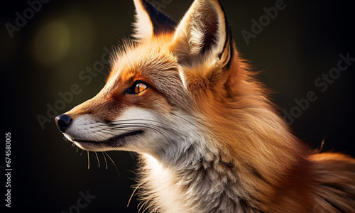 Macro profile fox on a blurred background