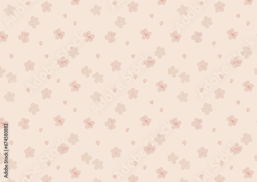 水彩で描いた桜のシームレスパターン ピンク背景