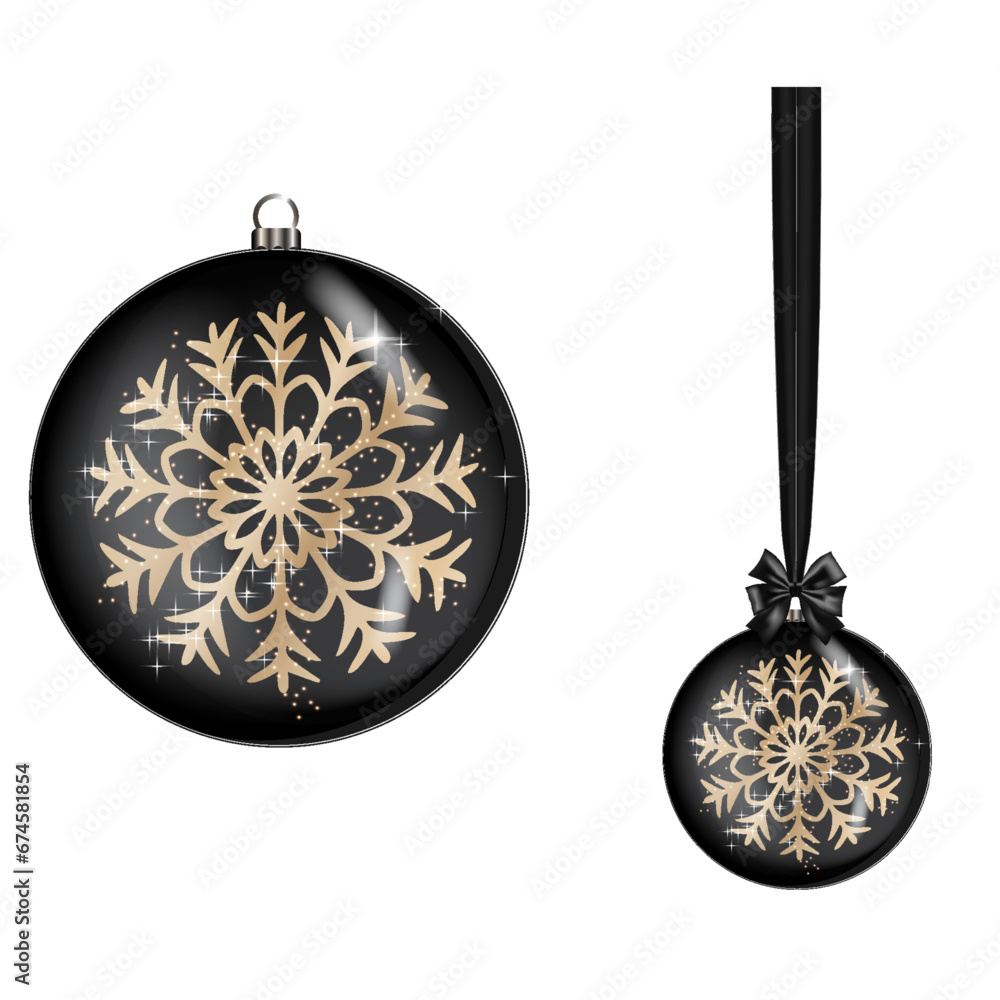 Fototapeta premium Balls for decoration black icons in set collection for design.Christmas balls for web illustration.