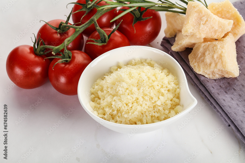 Shredded Italian hard parmesan cheese Shredded Italian hard parmesan cheese