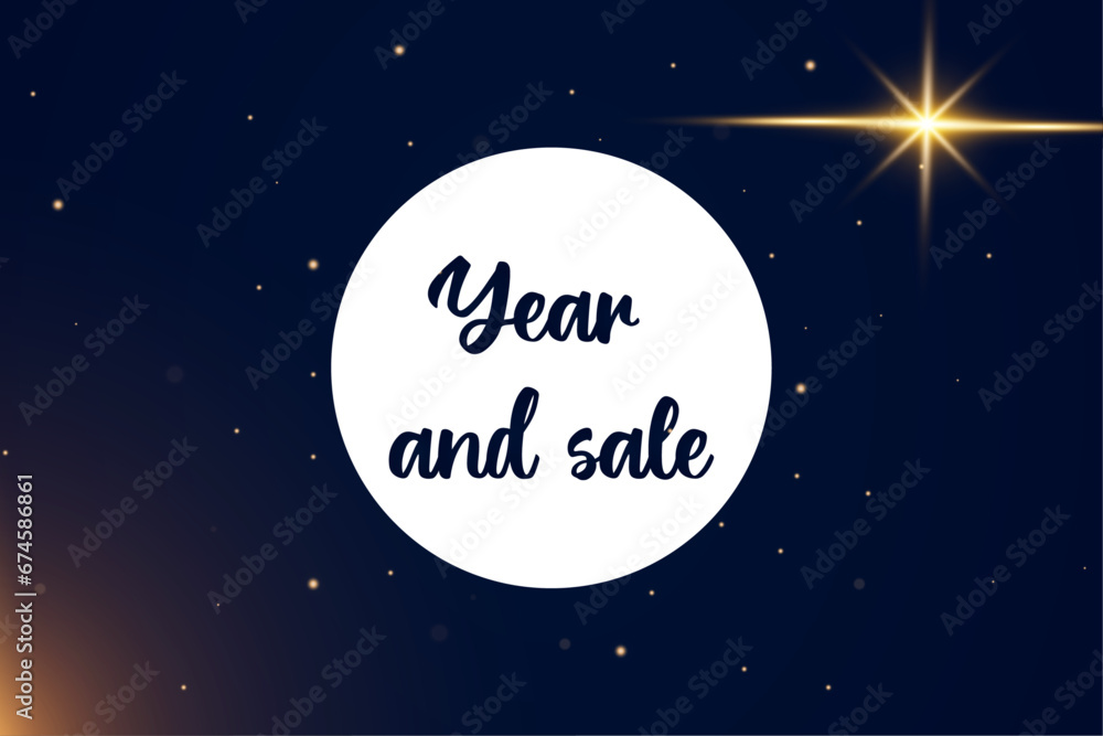 Year and sale vector design with splashes of golden light at night