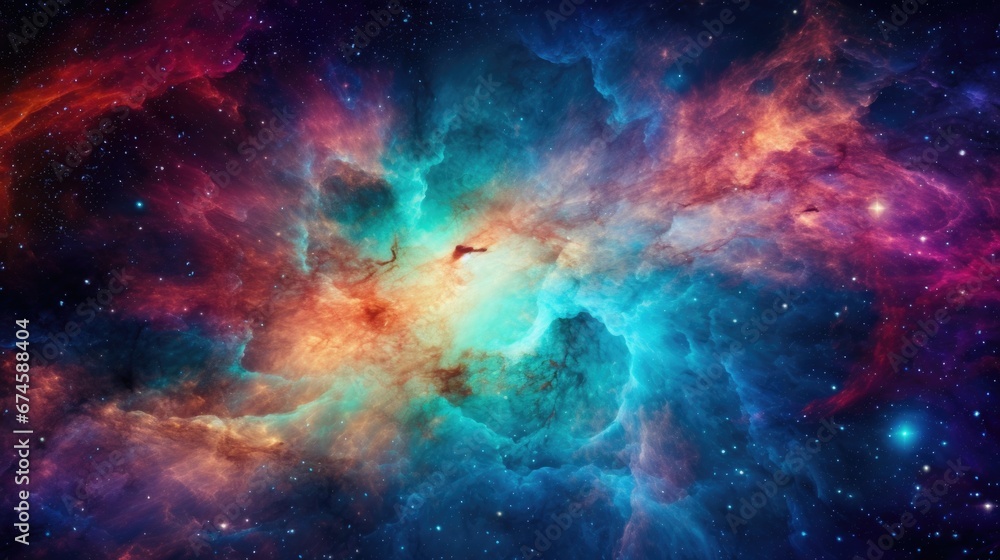 Swirling galaxy texture background Colorful space with bright colors and stars scattered throughout