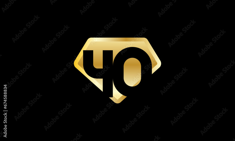 Diamond Gold Number Elegant Fashion Logo