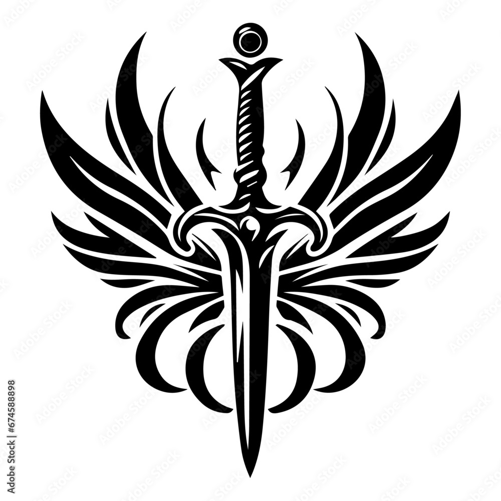 Sord Tattoo Design Vector silhouette illustration Sord Tattoo Design Vector silhouette illustration