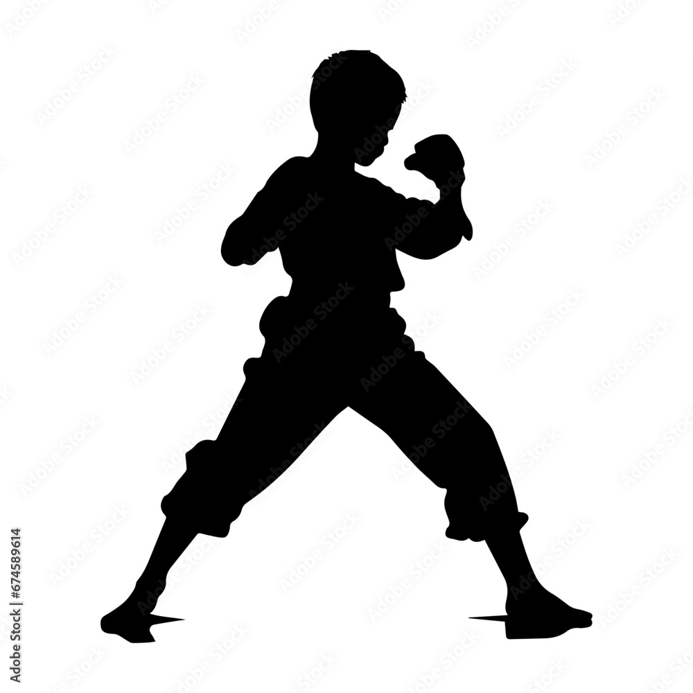Vector silhouette of a baby Boxing, The child in Boxing. Vector silhouette of a baby Boxing, The child in Boxing.