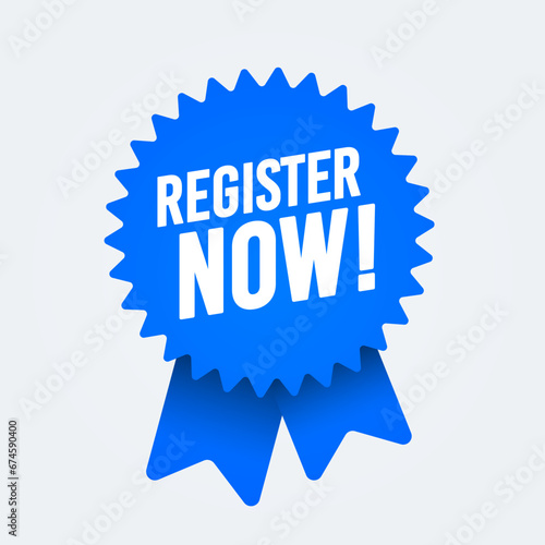Blue Award Bagde With Text Register Now