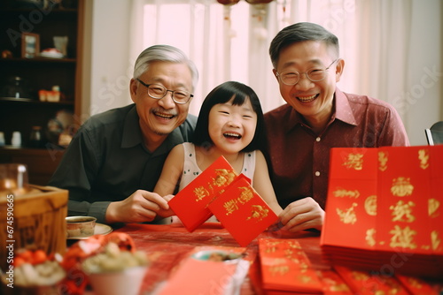 Multi generation family celebrating Chinese New Year