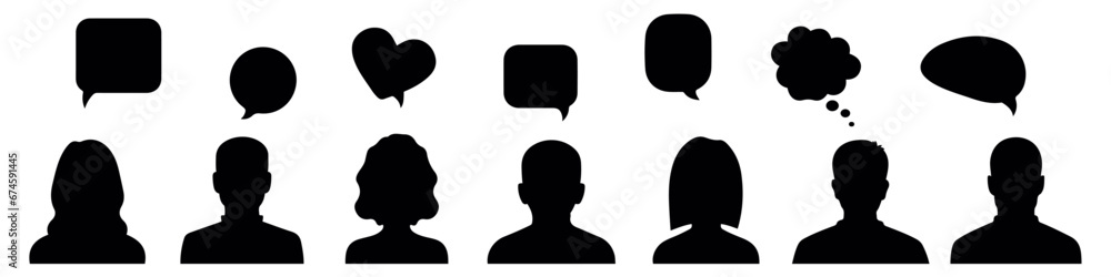 Collection of diverse thoughtful people.Set of pensive boys and girls surrounded by thought bubbles. Flat cartoon vector illustration. Collection of diverse thoughtful people.Set of pensive boys and girls surrounded by thought bubbles. Flat cartoon vector illustration.