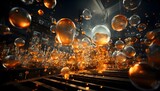 3D illustration of a futuristic background with a lot of bubbles.