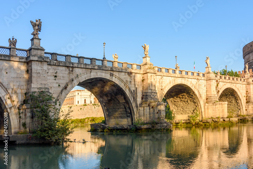 St. Angel bridge (Ponte Sant'Angelo) over Tiber river in Rome, Italy