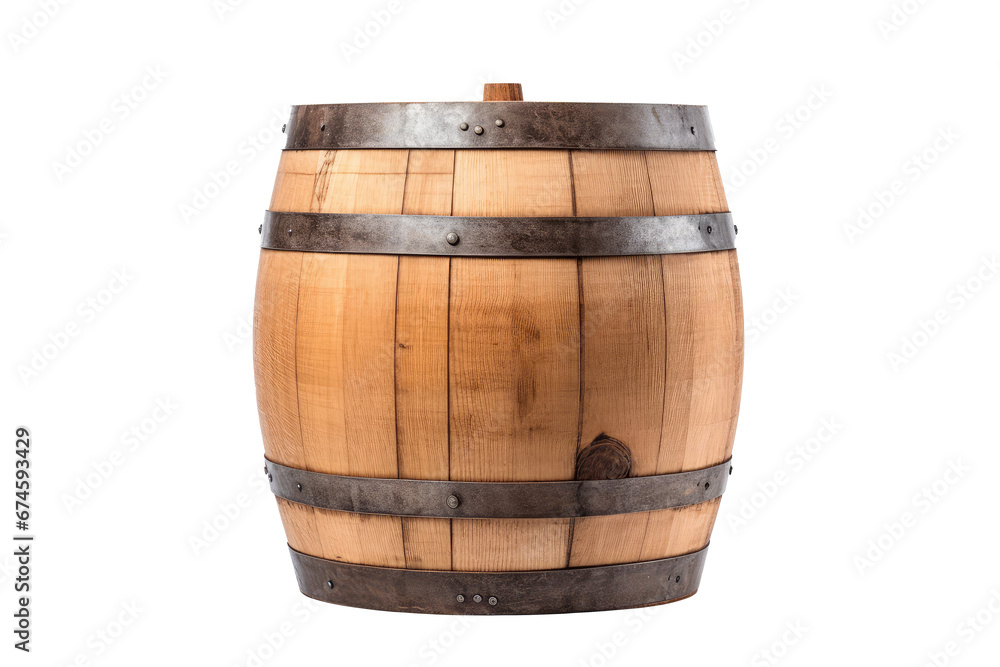 Fototapeta premium Wiskey Barrel on White Transparent Background 
