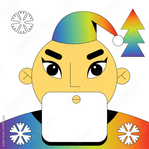 Santa LGBT. Happy New Year 2024 concept. Gay parade celebration Christmas. Flat vector illustration in cartoon style.