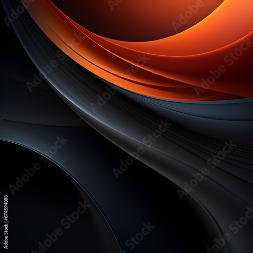 Abstract futuristic dark black background with waved design. Realistic 3d wallpaper with luxury flowing lines. Elegant backdrop. illustration