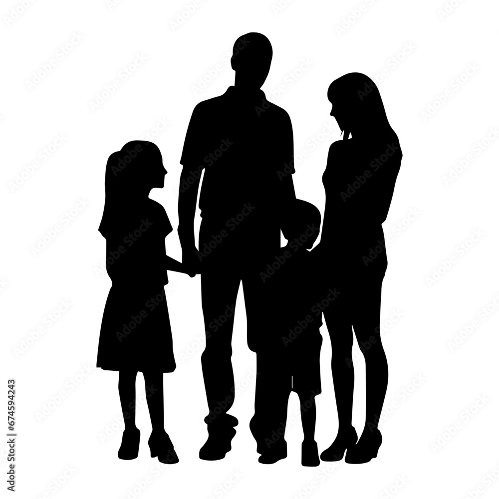 Silhouette of a family, Suluet family four persons parents and two children, vector illustrator. Silhouette of a family, Suluet family four persons parents and two children, vector illustrator.