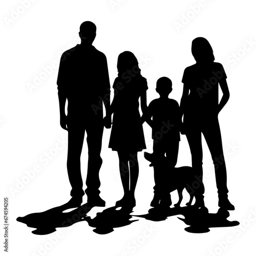 Silhouette of a family, Suluet family four persons parents and two children, vector illustrator.
