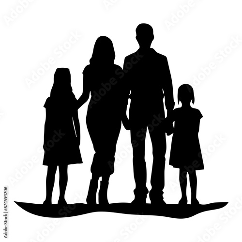 Silhouette of a family, Suluet family four persons parents and two children, vector illustrator.