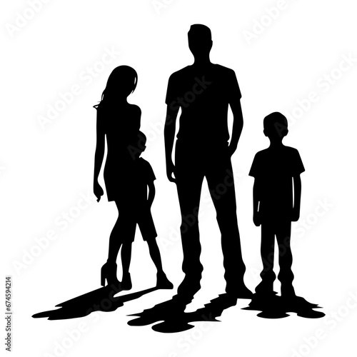 Silhouette of a family, Suluet family four persons parents and two children, vector illustrator.