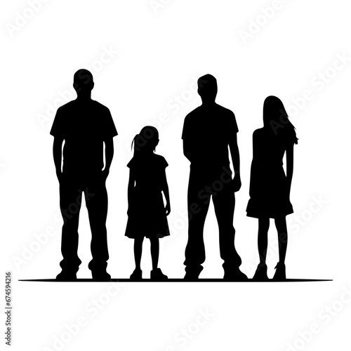Silhouette of a family, Suluet family four persons parents and two children, vector illustrator.