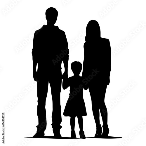 Silhouette of a family, Suluet family four persons parents and two children, vector illustrator.