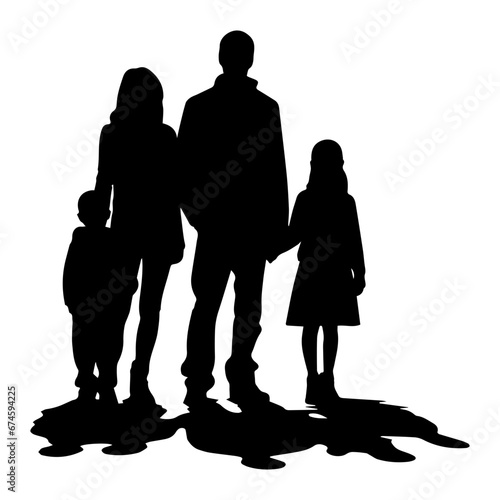 Silhouette of a family, Suluet family four persons parents and two children, vector illustrator.